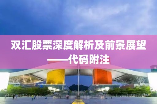 雙匯股票深度解析及前景展望——代碼附注