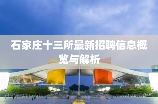 石家莊十三所最新招聘信息概覽與解析