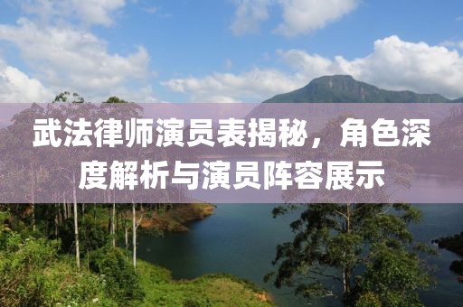 武法律師演員表揭秘，角色深度解析與演員陣容展示