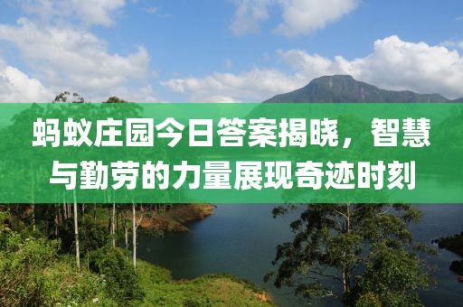 螞蟻莊園今日答案揭曉，智慧與勤勞的力量展現(xiàn)奇跡時刻