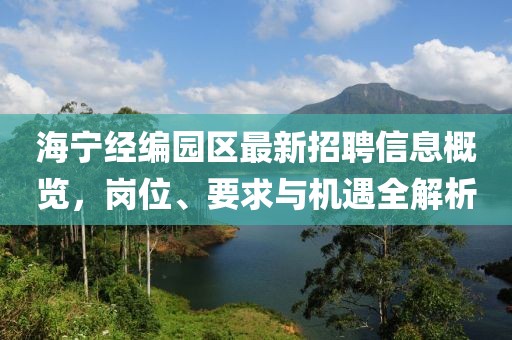 海寧經(jīng)編園區(qū)最新招聘信息概覽，崗位、要求與機(jī)遇全解析