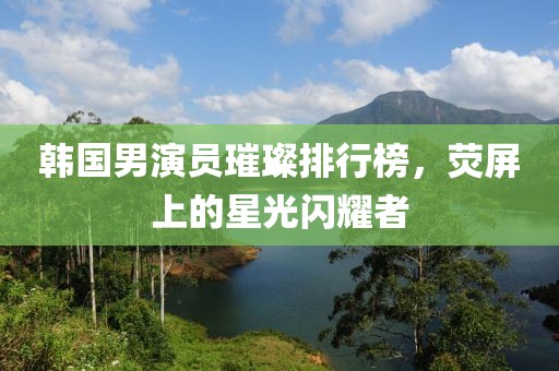 韓國男演員璀璨排行榜，熒屏上的星光閃耀者