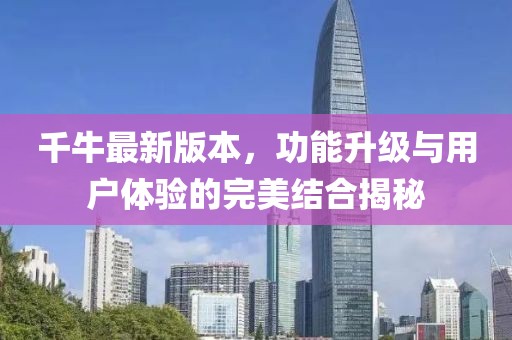千牛最新版本，功能升級(jí)與用戶體驗(yàn)的完美結(jié)合揭秘