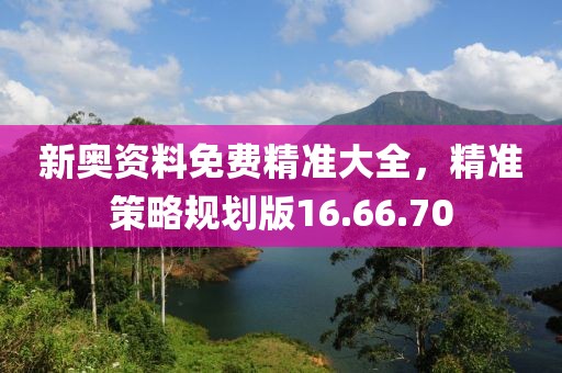 新奧資料免費精準大全，精準策略規(guī)劃版16.66.70