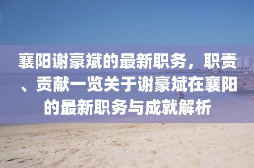 襄陽(yáng)謝豪斌的最新職務(wù)，職責(zé)、貢獻(xiàn)一覽關(guān)于謝豪斌在襄陽(yáng)的最新職務(wù)與成就解析