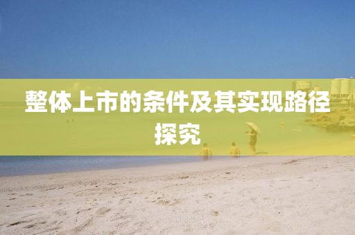 整體上市的條件及其實現(xiàn)路徑探究