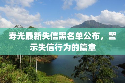 壽光最新失信黑名單公布，警示失信行為的篇章