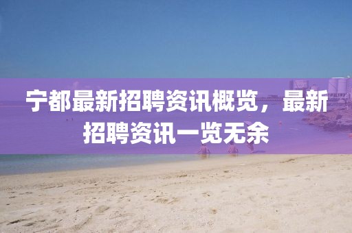 寧都最新招聘資訊概覽，最新招聘資訊一覽無(wú)余